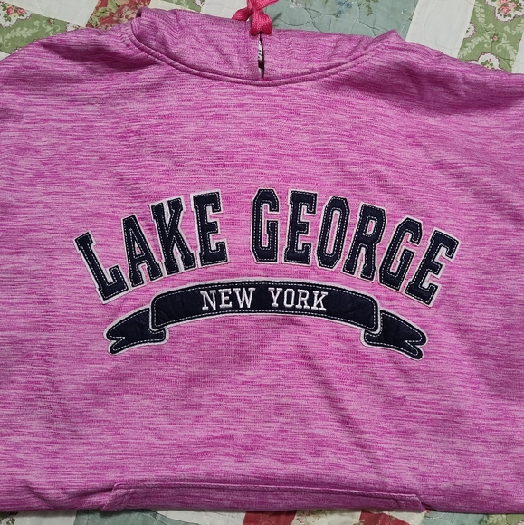 NWOT Heathered Pink Lake George New York Fleece Lined Hoodie, Adult Size XXL - Picture 2 of 8